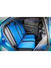 Модельные авточехлы для Chevrolet Aveo (2003-2012) из экокожи Premium, черный+синий