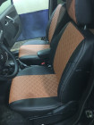 Модельные авточехлы для Lada (ВАЗ) Granta из экокожи Premium 3D ромб, черный+коричневый