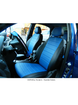 Модельные авточехлы для Toyota Matrix из экокожи Premium, черный+синий
