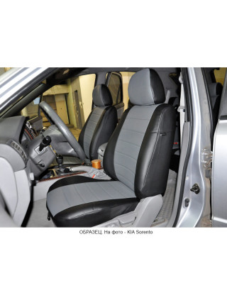 Модельные авточехлы для Toyota Matrix из экокожи Premium, черный+серый
