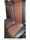 Модельные авточехлы для Chevrolet Aveo (2003-2012) из экокожи Premium, черный+шоколад