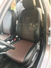 Модельные авточехлы для KIA Soul (2019-н.в.) из экокожи Premium, черный+шоколад
