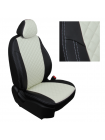 Модельные авточехлы для Honda CR-V III (2006-2012) из экокожи Premium 3D ромб, черный+белый