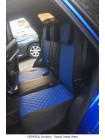 Модельные авточехлы для KIA Soul (2014-н.в.) из экокожи Premium 3D ромб, черный+синий Модельные авточехлы для KIA Soul (2014-н.в.) из экокожи Premium 3D ромб, черный+синий