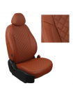 Модельные авточехлы для FIAT Ducato (2006-н.в.) 3 места из экокожи Premium 3D ромб, коричневый