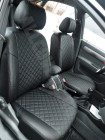 Модельные авточехлы для Chevrolet Lacetti из экокожи Premium 3D ромб, черный