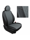 Модельные авточехлы для Honda CR-V III (2006-2012) из экокожи Premium 3D ромб, черный+серый
