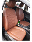 Модельные авточехлы для Daewoo Gentra из экокожи Premium 3D ромб, коричневый