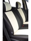 Модельные авточехлы для Renault Sandero (2014-н.в.) из экокожи Premium, черный+белый